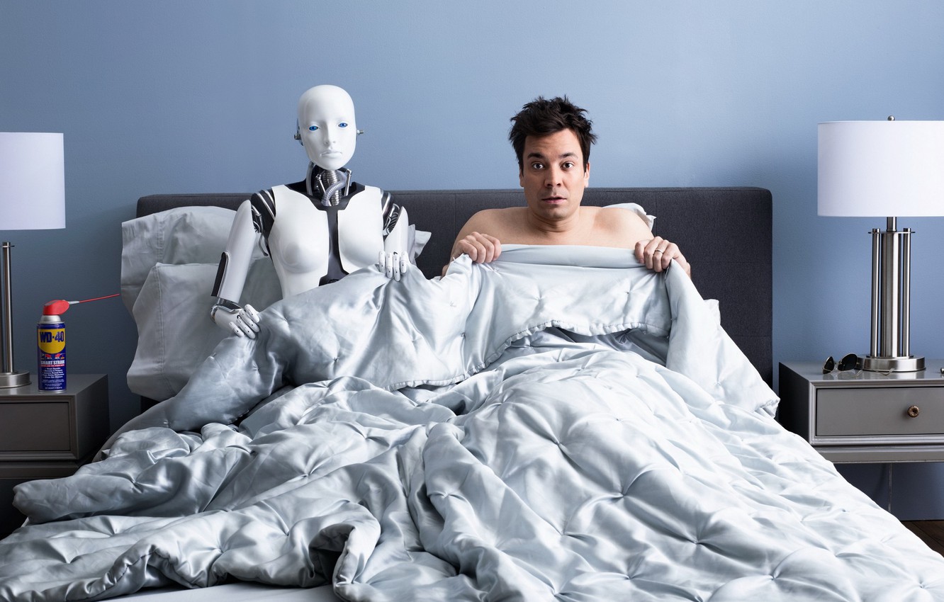 iumor situatsiia robot muzhchina krovat spalnia koshmar